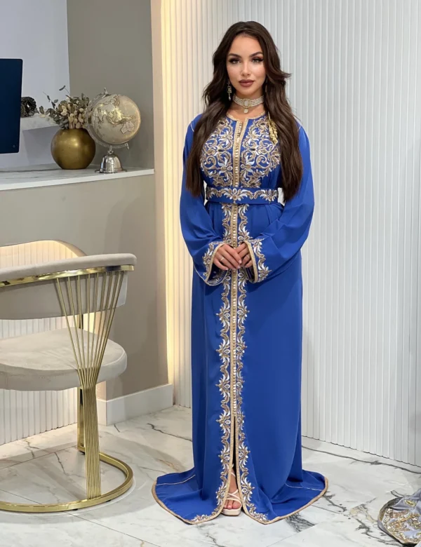 Azure Elegance Kaftan – Graceful Style in Blue - Image 3