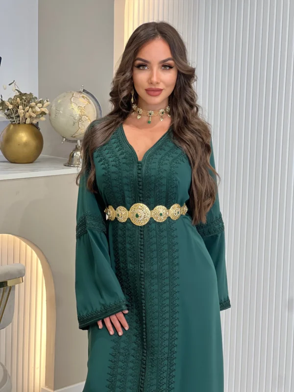 Emerald Elegance Kaftan – Timeless Beauty in Dark Green